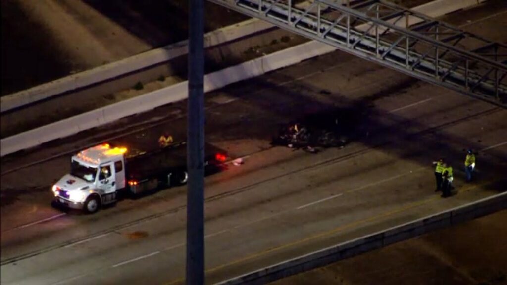 Car Accident In Texas Today - West Sam Houston Tollway Accident Today - Fiery Corvette Crash Leaves One Dead Near Westheimer